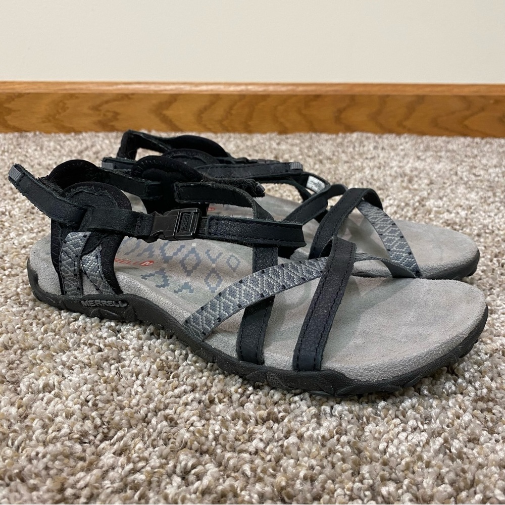 Merrell Black Terran Lattice II Women's Strappy Sport Sandals Size 6